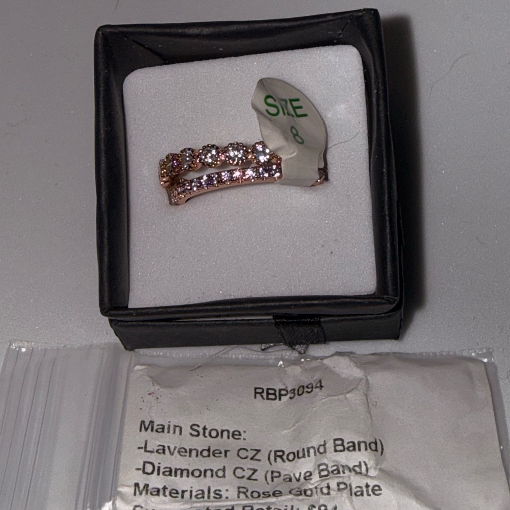 Rose Gold Plated Lavender CZ Ring Set